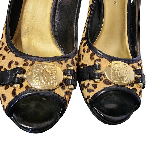 AK Anne Klein Women Shoes, iFlex Cheetah Print Fur Slingback Peep Toe Pumps 7.5 - Picture 5 of 10